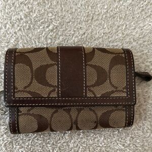Coach Brown and Tan Signature Wallet